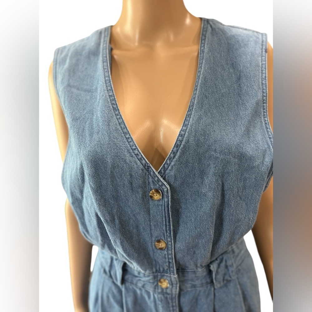 Denim western folk Bryn Connelly cottage Midi Jumper vintage Dress - Picture 6 of 8